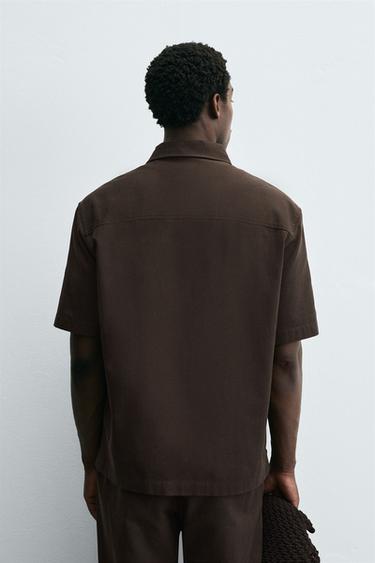 CHEMISE POLO LYOCELL - COTON - Marron de Zara - Image 2