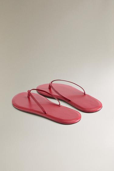 SANDALE CUIR MINIMALISTE - Rouge de Zara - Image 3