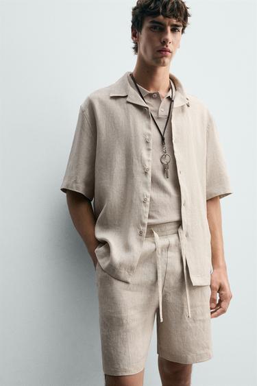 CHEMISE RELAXED FIT 100% LIN - Beige clair de Zara - Image 4