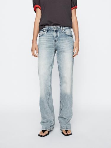Zara Low-rise straight-leg jeans - Aquamarine