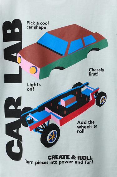 T-SHIRT À IMPRIMÉ VOITURE - Bleu clair de Zara - Image 3