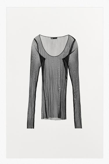 T-SHIRT EN SOIE 100 % - Noir de Zara