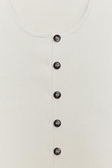 CARDIGAN WITH PUFF SLEEVES - Stone by Zara - Image 6