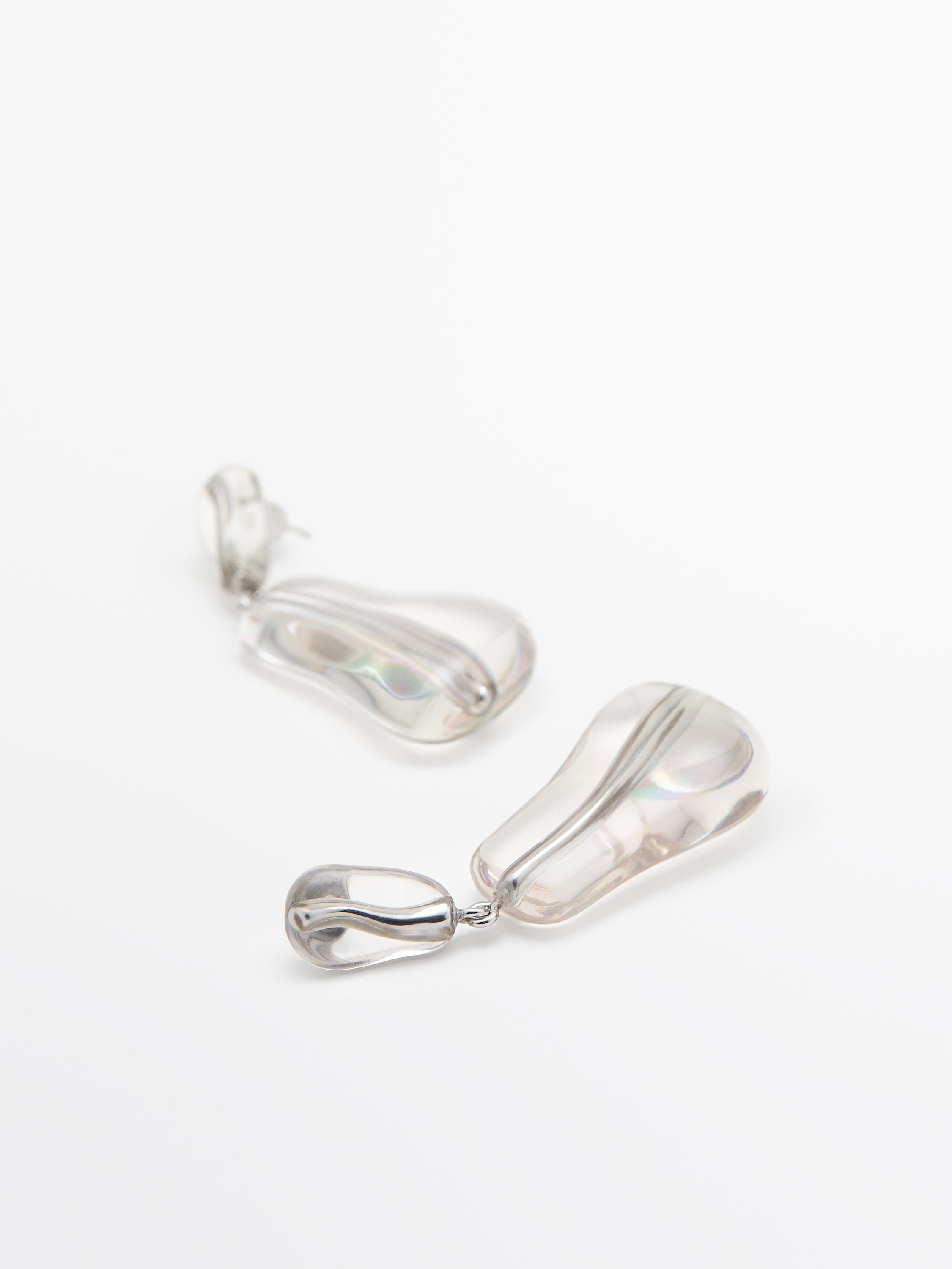 Earrings with piece detail - Limited Edition - Silver | ZARA 