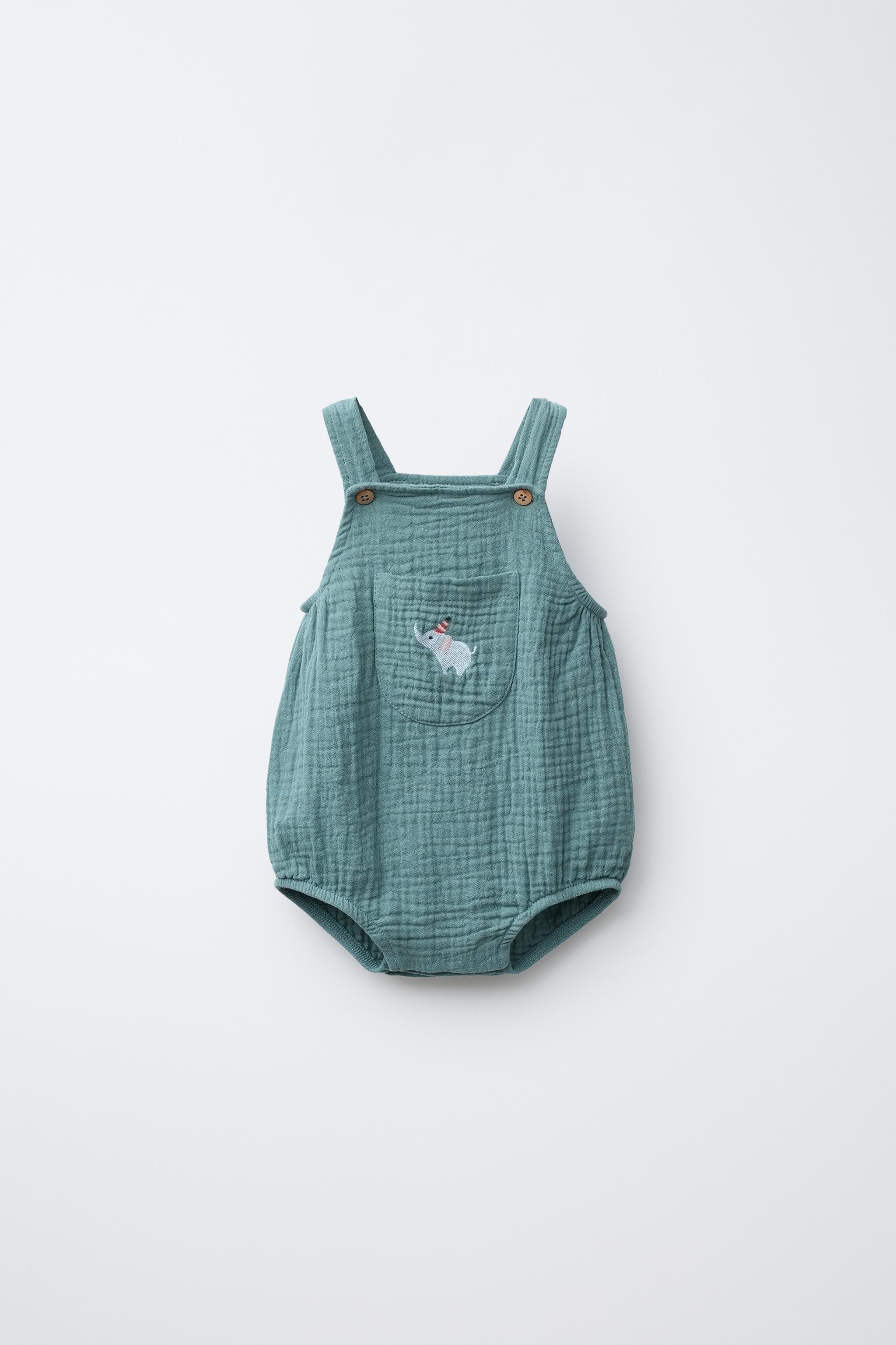 ⭐︎⭐︎⭐︎ ELEPHANT EMBROIDERY TEXTURED JUMPSUIT - Sea green | ZARA
