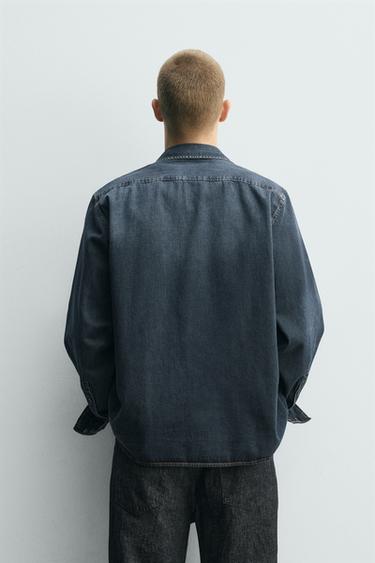 CHEMISE EN DENIM À FERMETURE ÉCLAIR - Bleu de Zara - Image 2
