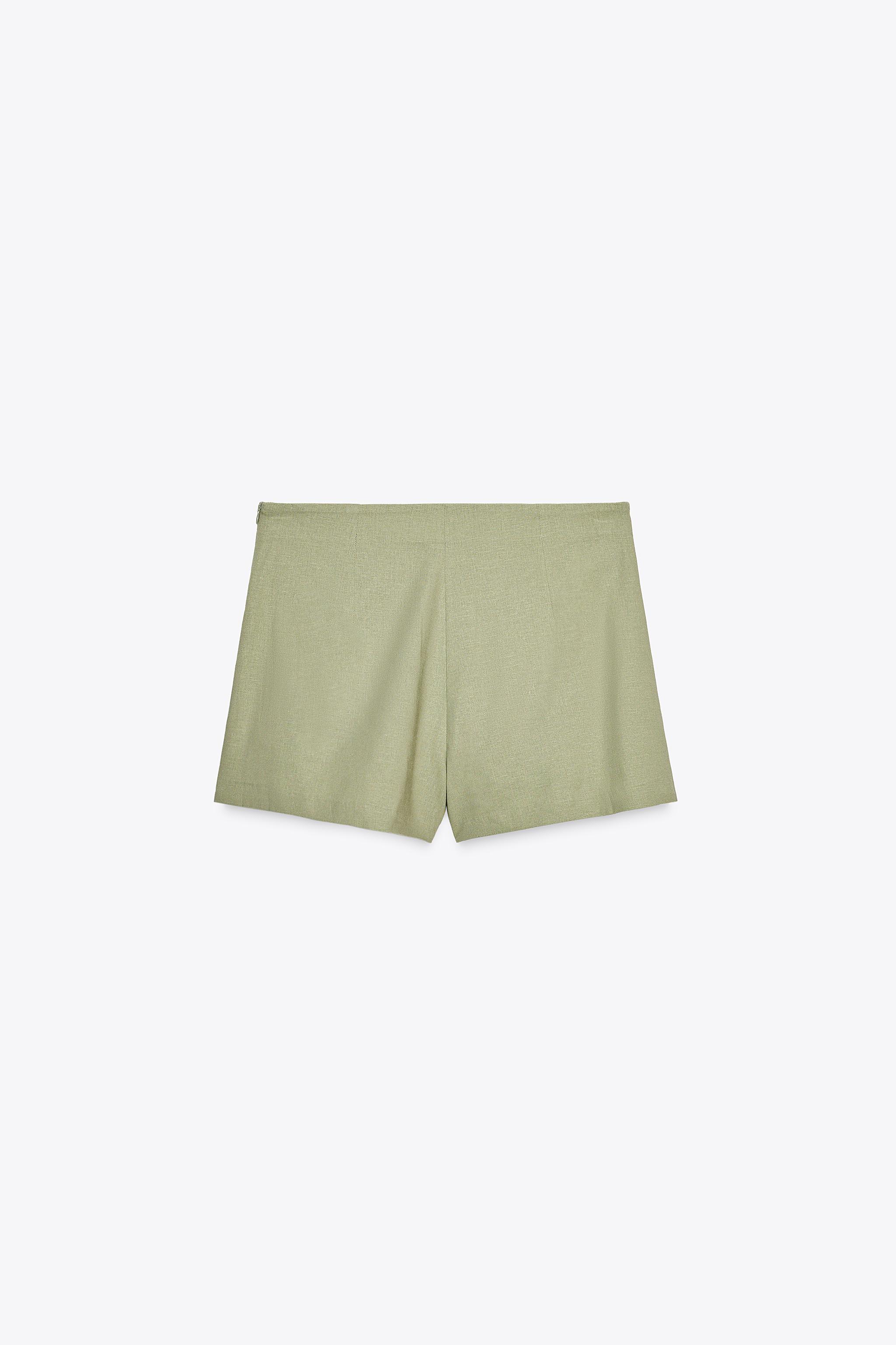 ZARA リネン ギャザー スコート 2587/074 リネン ギャザー スコート - ライトカーキ | ZARA Japan / 日本