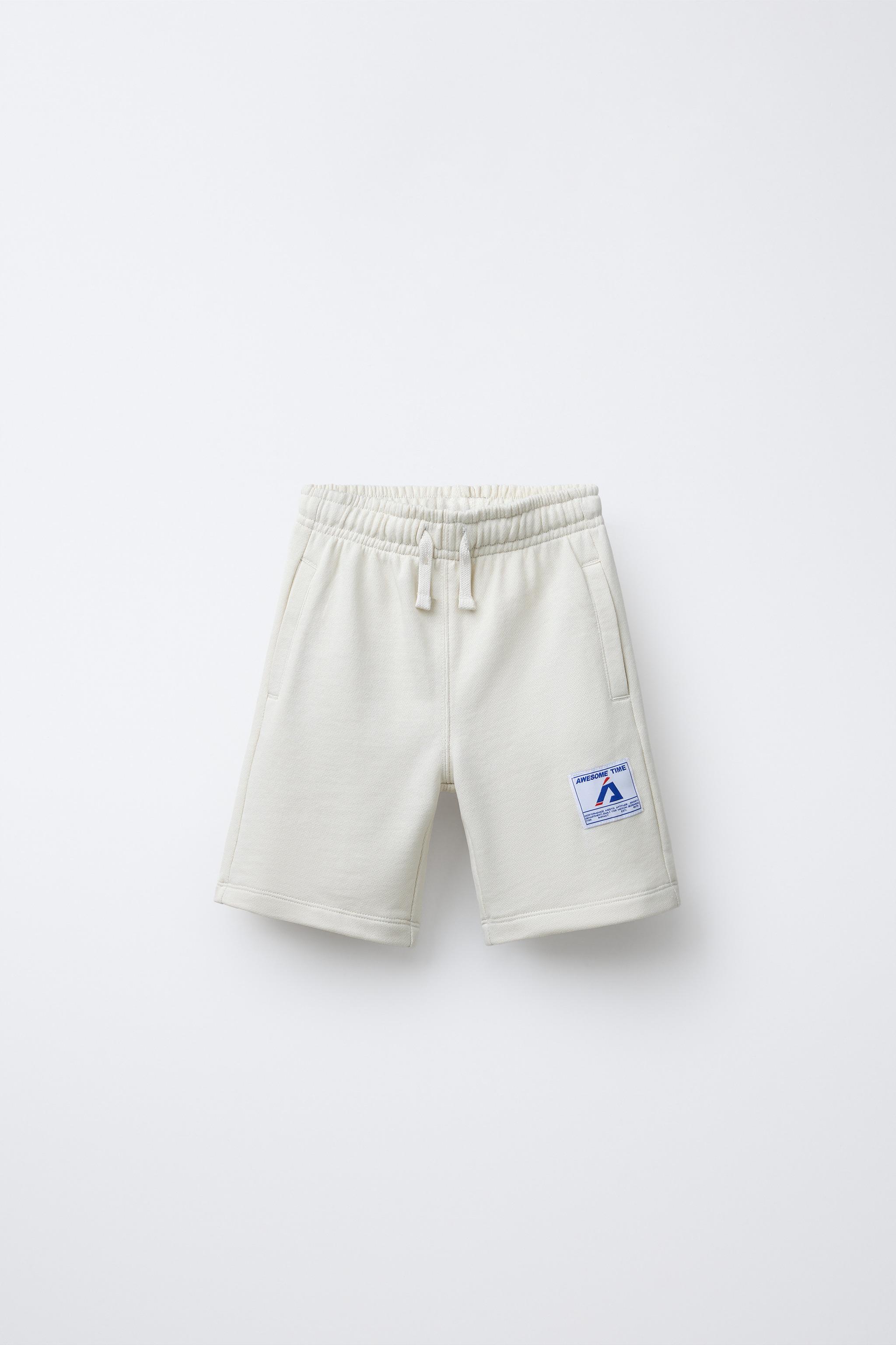 JOGGING SHORTS WITH LABEL - Ecru | ZARA United States