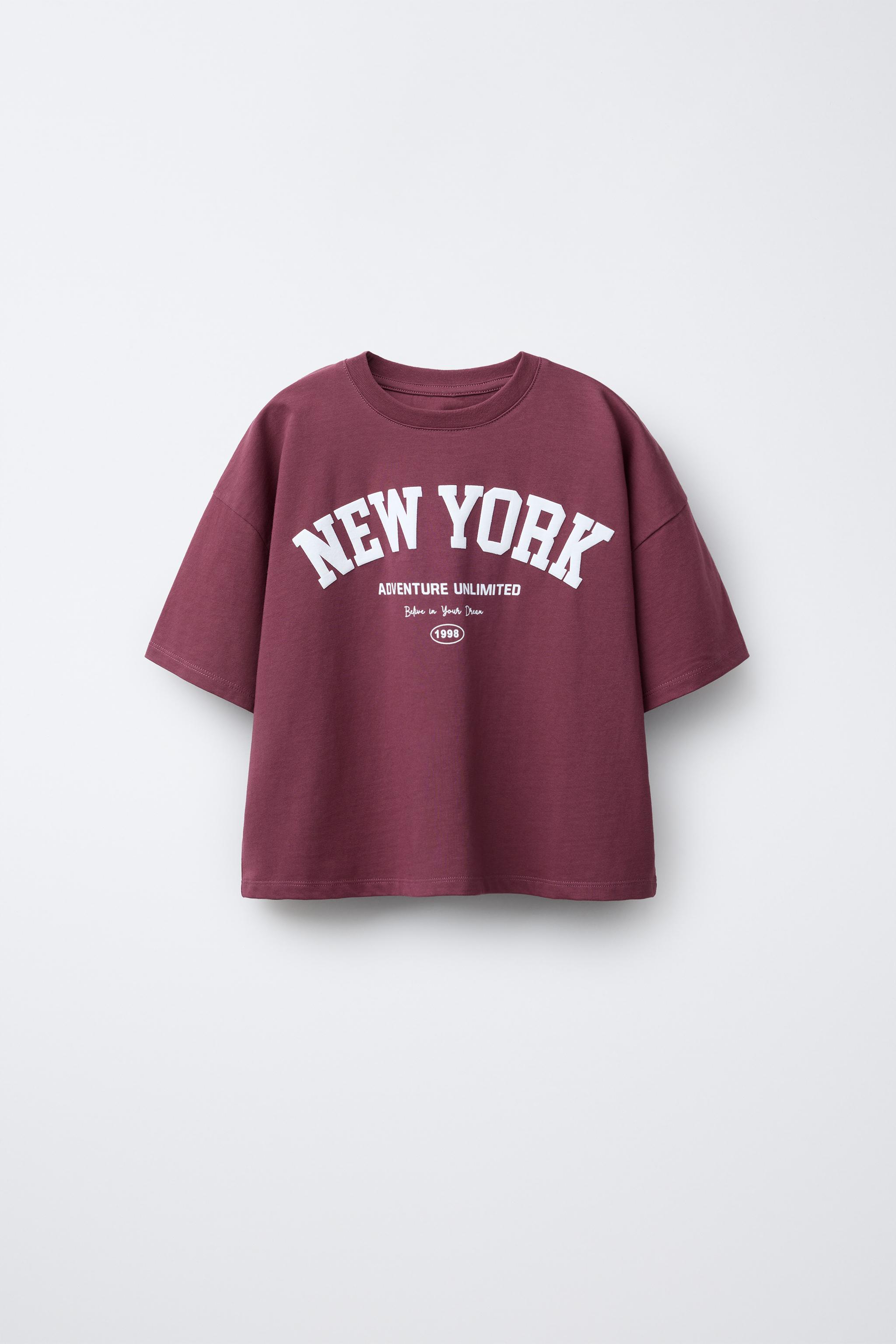 VARSITY PRINT T-SHIRT - Burgundy | ZARA Australia