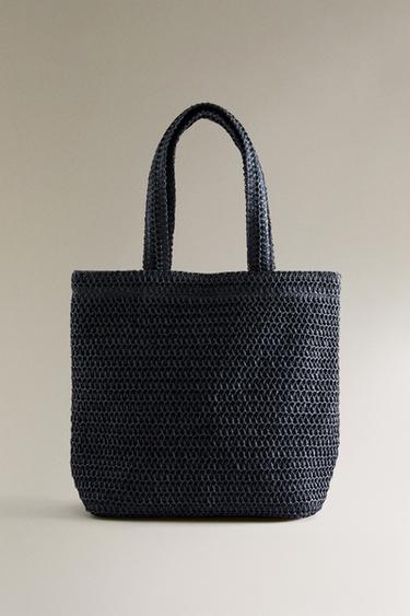 Zara PAPER BAG - Navy Blue