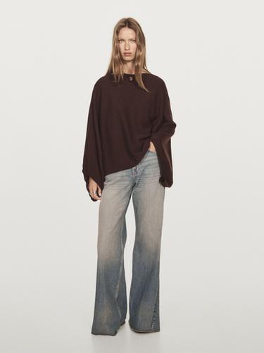 Zara 100% cashmere short knit cape - Mink marl