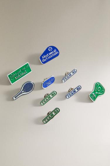 SET OF METAL TENNIS PINS (SET OF 9) - Blue green by Zara - Image 1