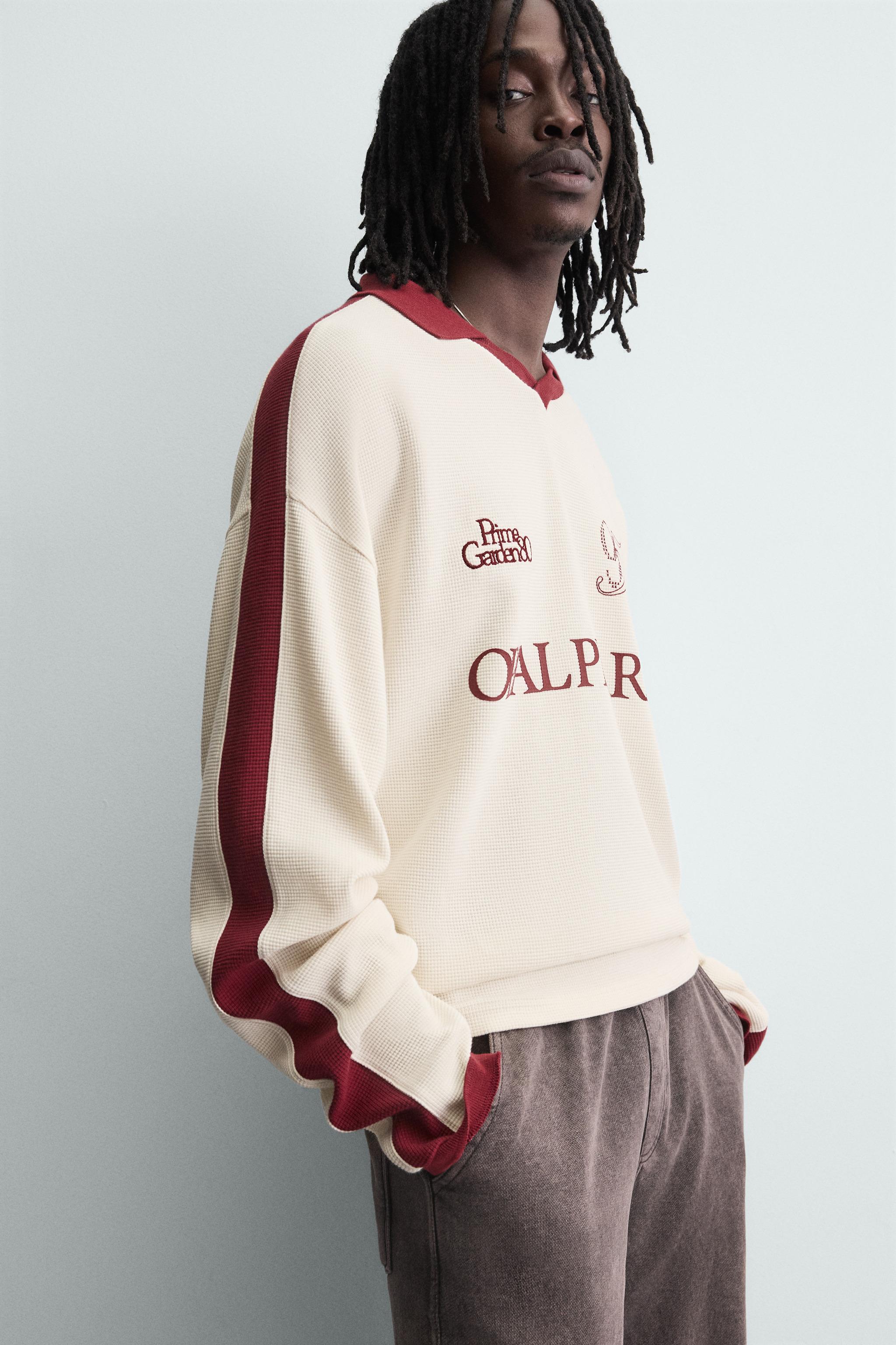 RETRO FOOTBALL EMBROIDERED POLO SHIRT - Oyster-white | ZARA Australia