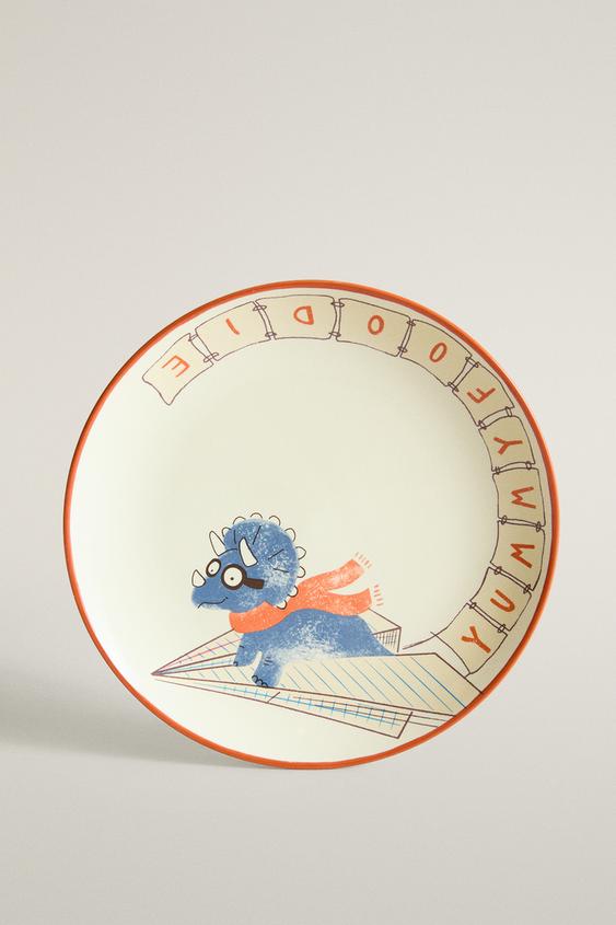 KIDS' DINOSAUR CERAMIC PLATE - Multicoloured by Zara - Image 0