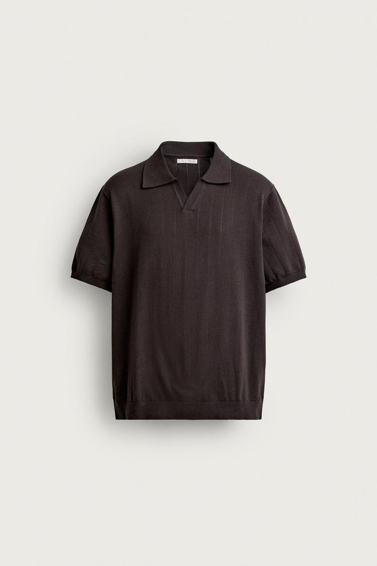 REGULAR FIT RIBBED KNIT POLO SHIRT