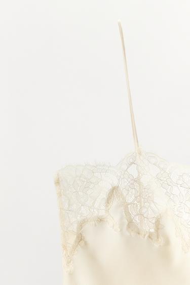 SATIN LACE-TRIMMED CAMISOLE TOP - Ecru by Zara - Image 8