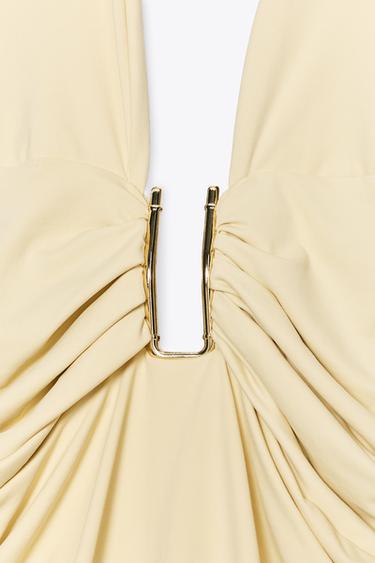 POLYAMIDE HALTER DRESS - Yellow by Zara - Image 7