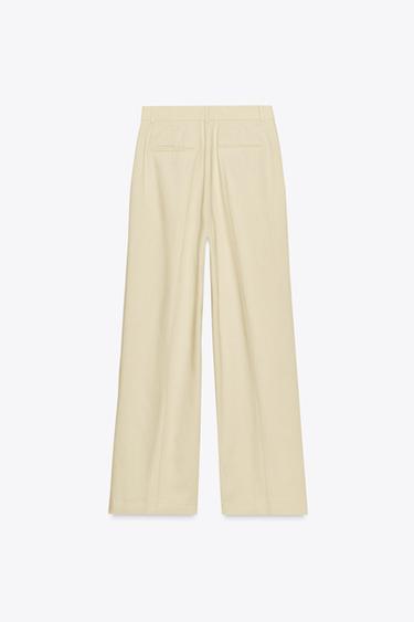 PANTALON LARGE À PINCES ZW COLLECTION - Jaune pastel de Zara - Image 7