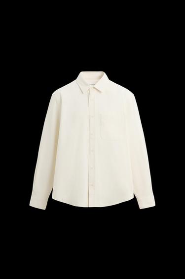 CAMISA ALGODÓN BRUSHED - Crudo de Zara - Imagen 0