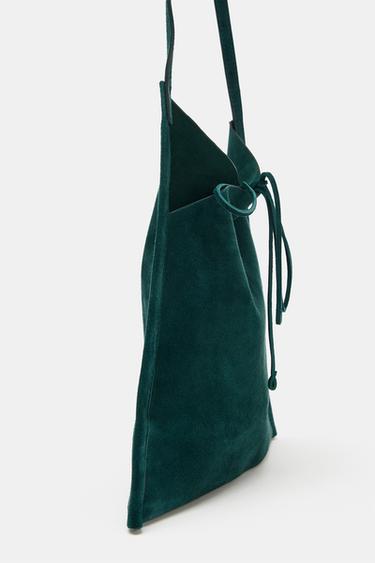 LEATHER MINI FLAT BAG WITH BOW - Green by Zara - Image 3