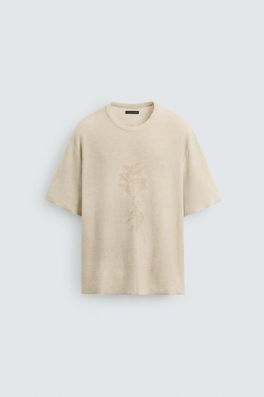SPRAY PRINT KNIT T-SHIRT - Ecru by Zara
