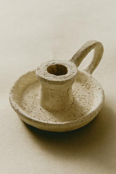 CLAY CANDLESTICK - White by Zara