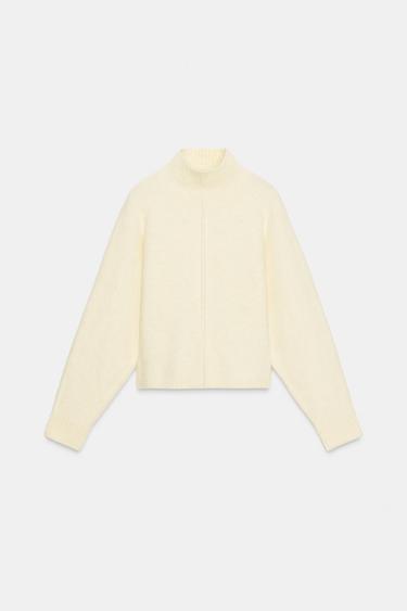 SOFT KNIT HIGH NECK JUMPER - Oyster-white by Zara - Image 2