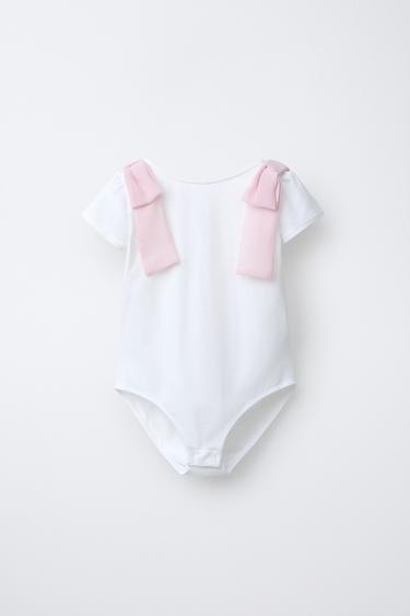 CONTRAST BOW BODYSUIT - White by Zara