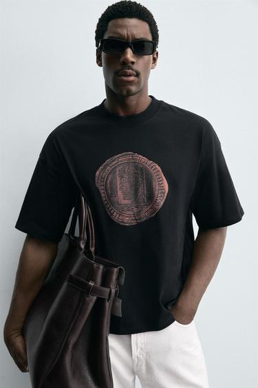 COIN PRINT T-SHIRT - Black by Zara - Image 4