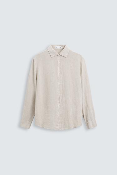 Zara 100% LINEN SHIRT - Light beige