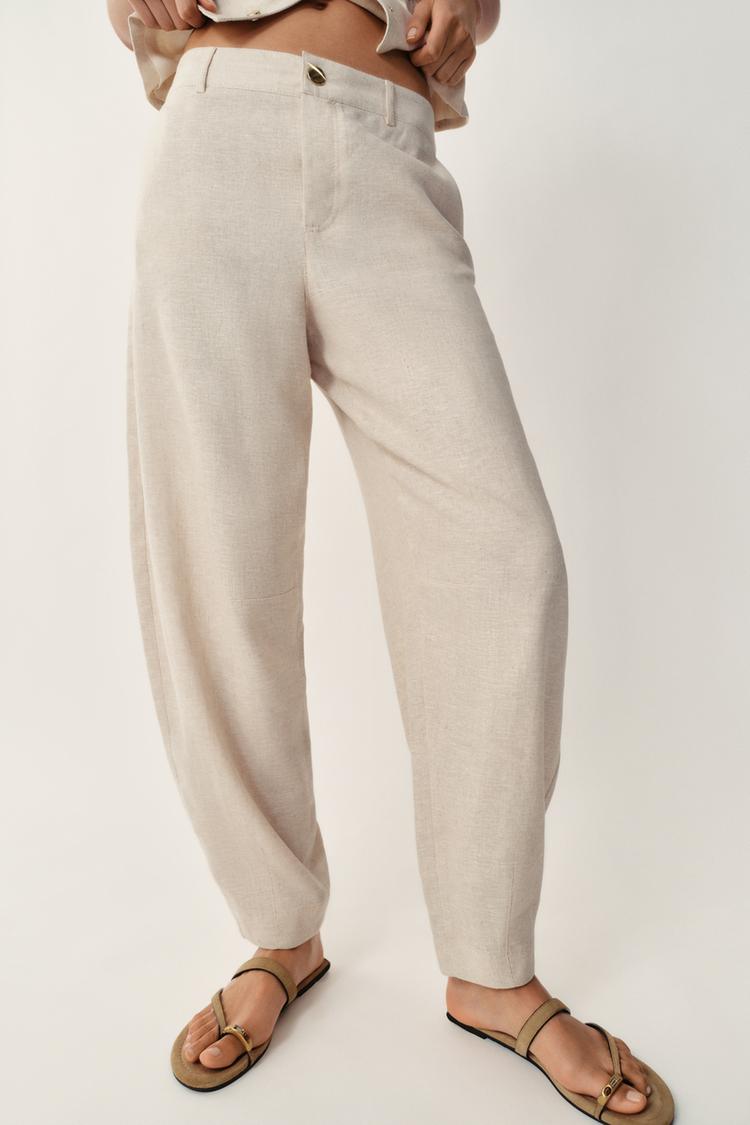 Pantalones rectos de mezcla de lino 2