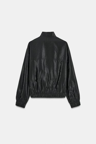 BOMBERJACKE MIT HOHEM KRAGEN - Schwarz von Zara