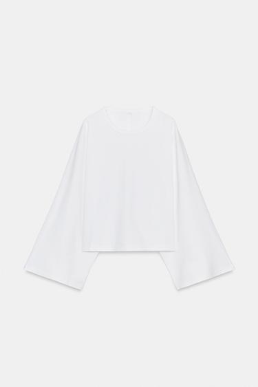 CAPE SLEEVE T-SHIRT - White by Zara