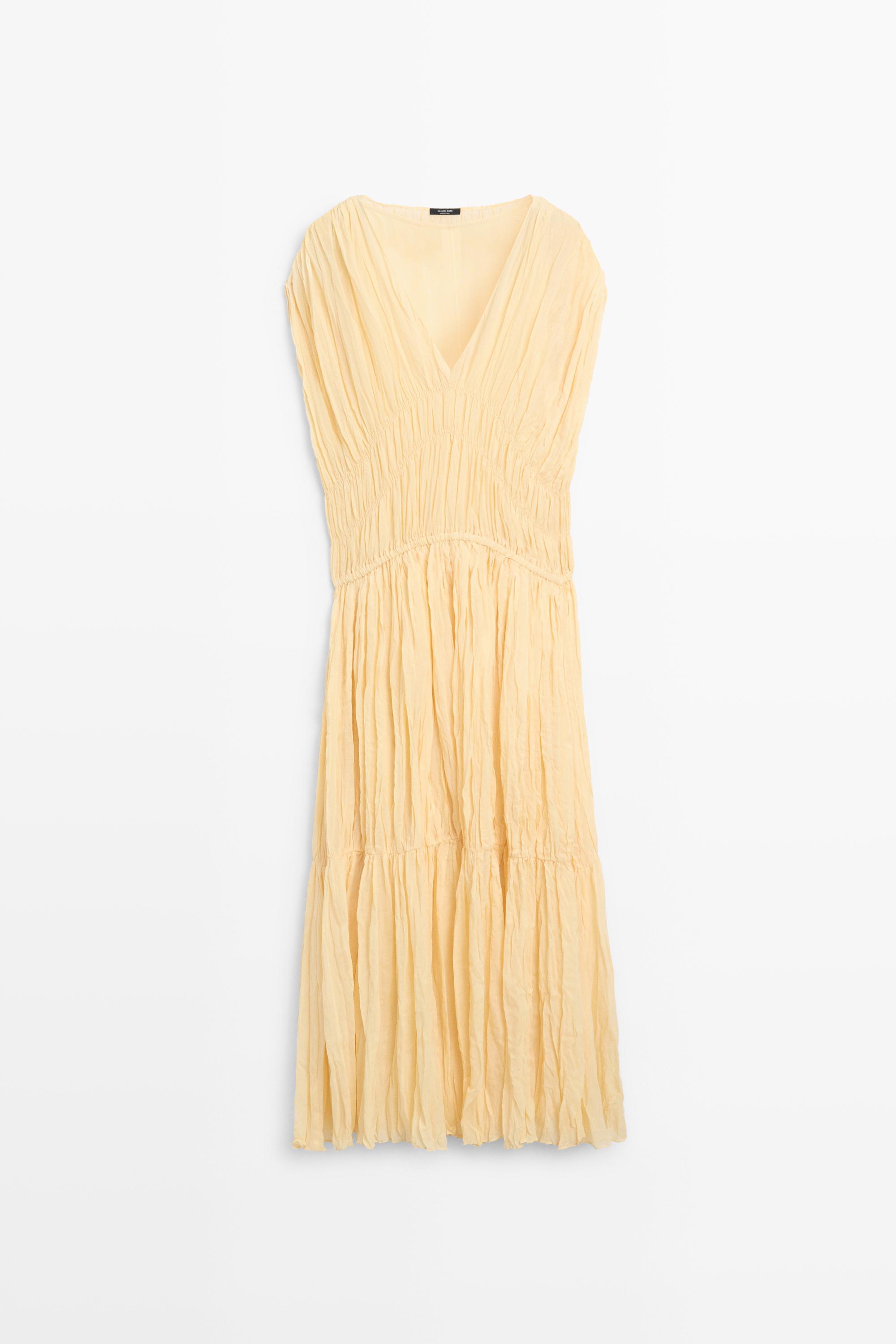 Robe midi fluide froncée
