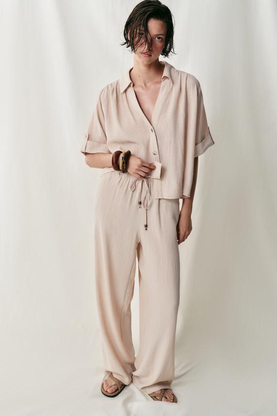 SHORT SLEEVE FLOWING SHIRT - Ecru by Zara - Image 0
