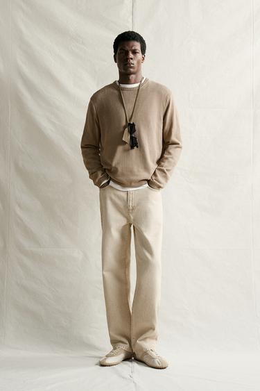 COTTON RELAXED FIT SWEATER — Light brown 2