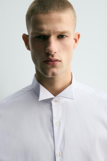 TUXEDO-STYLE COLLAR SHIRT - White by Zara - Image 4