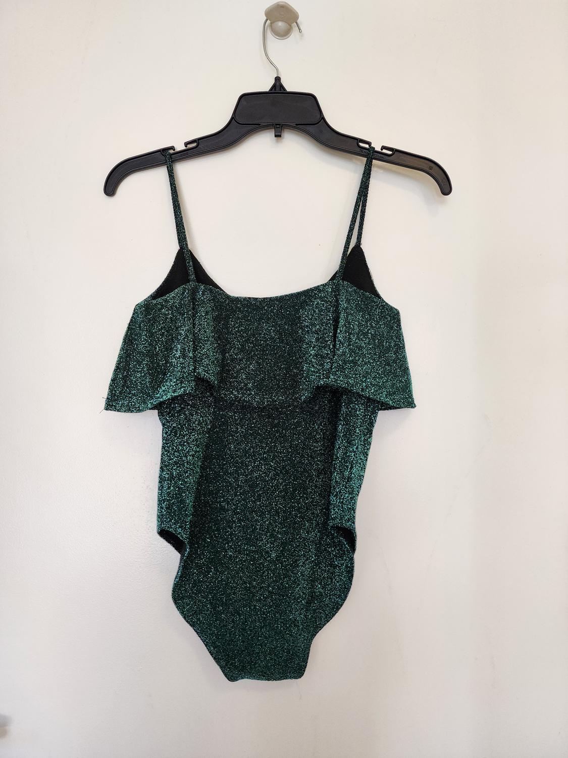 GREEN KNIT SPARKLE RUFFLE BODYSUIT - Image 4