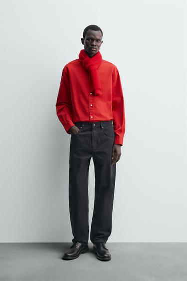 COMPACT COTTON RELAXED FIT SHIRT - Red by Zara - Image 0