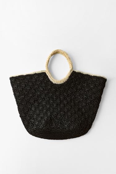 سلة مجدولة مدموجة - أسود الخاص بـ Zara