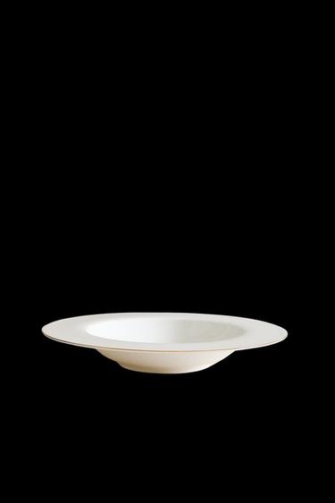 RIMMED BONE CHINA SOUP PLATE - Gold by Zara