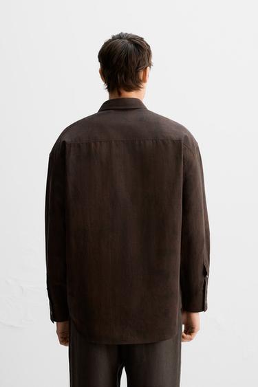 CHEMISE EN LIN ET COTON ÉDITION LIMITÉE - Marron de Zara - Image 2