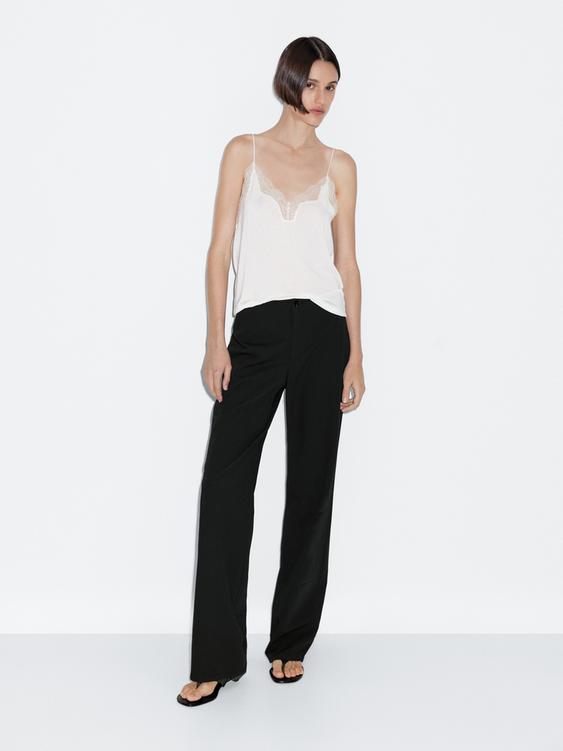 Mid-waist straight-leg trousers