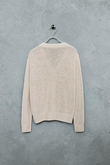 STORIESZ - RELAXED FIT LINEN AND COTTON KNIT CARDIGAN - Light beige by Zara - Image 1