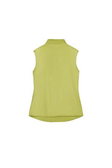 Zara SATIN TIE TOP - Pistachio