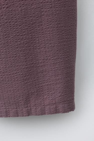 EMBROIDERED SEERSUCKER BAGGY TROUSERS - Light maroon by Zara - Image 3