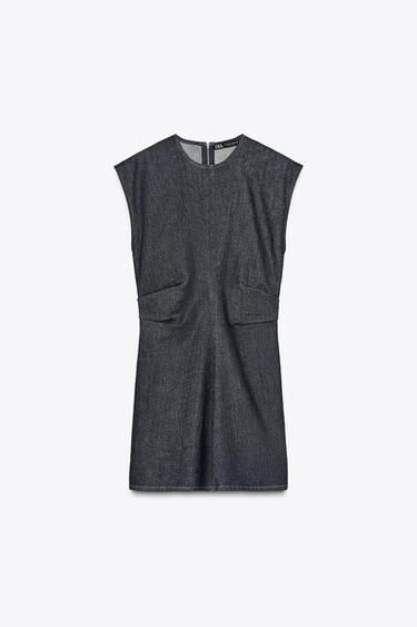 DRAPED TRF DENIM MINI DRESS - Navy blue by Zara - Image 4