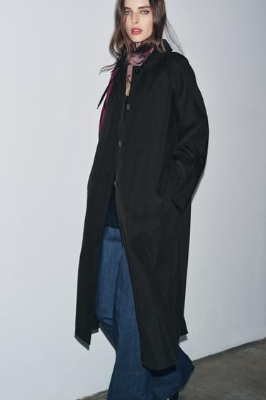 ZW COLLECTION LONG BUTTON-UP TRENCH COAT - Bleu de Zara - Image 3