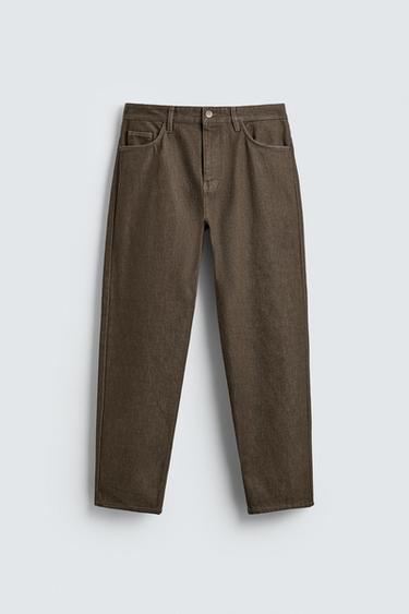 PANTALON REGULAR FIT EN COTON - Tabac de Zara