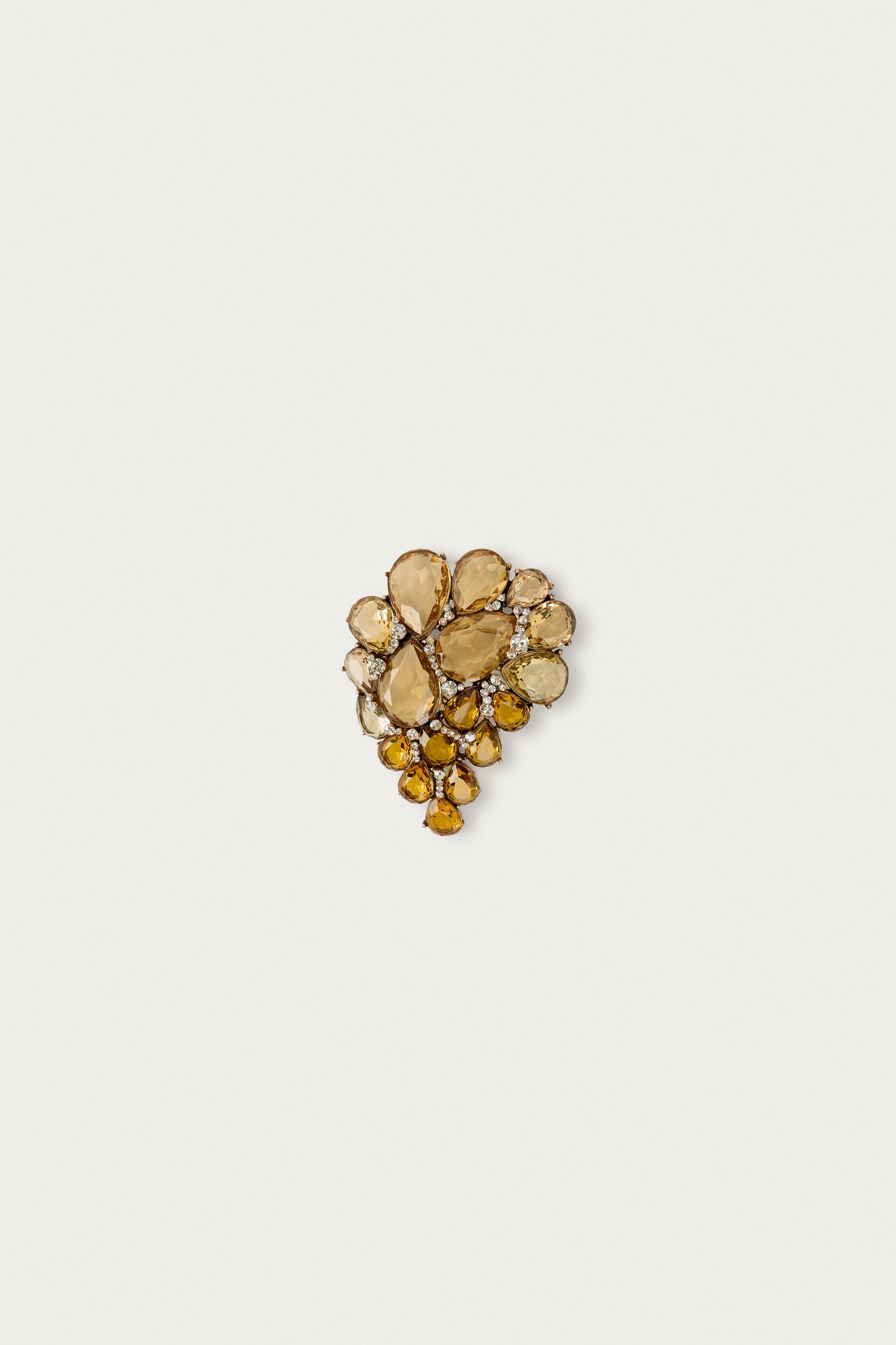 MARISA BERENSON X ZARA SPARKLY JEWEL BROOCH — Golden